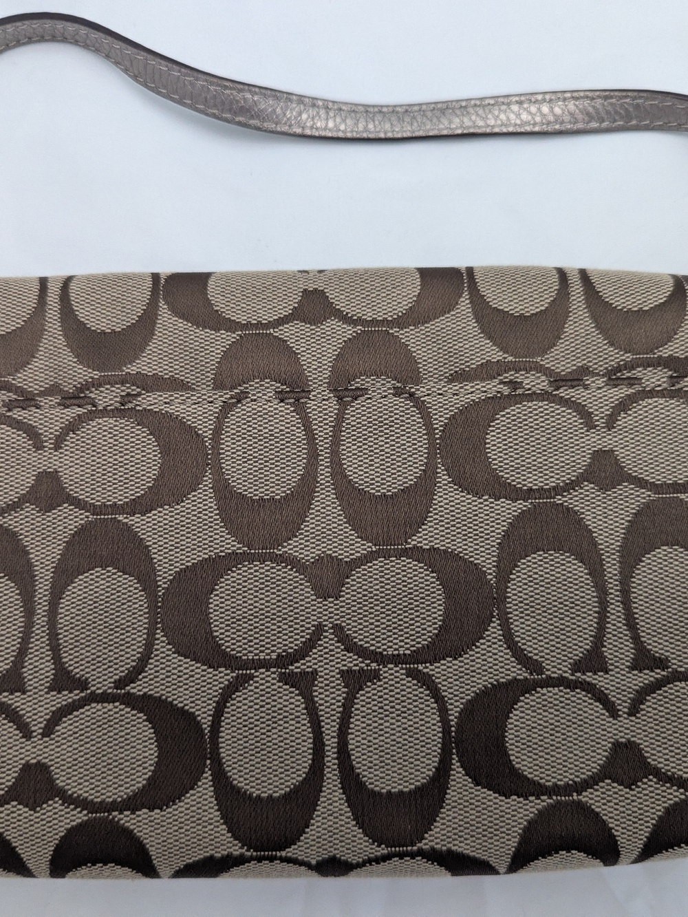 Coach Monogram Jacquard Clutch in Brown and Tan